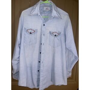Vintage Rocking Ranchwear BIG SMITH Shirt Womens  Pearl Snap Embroidered 60's 70